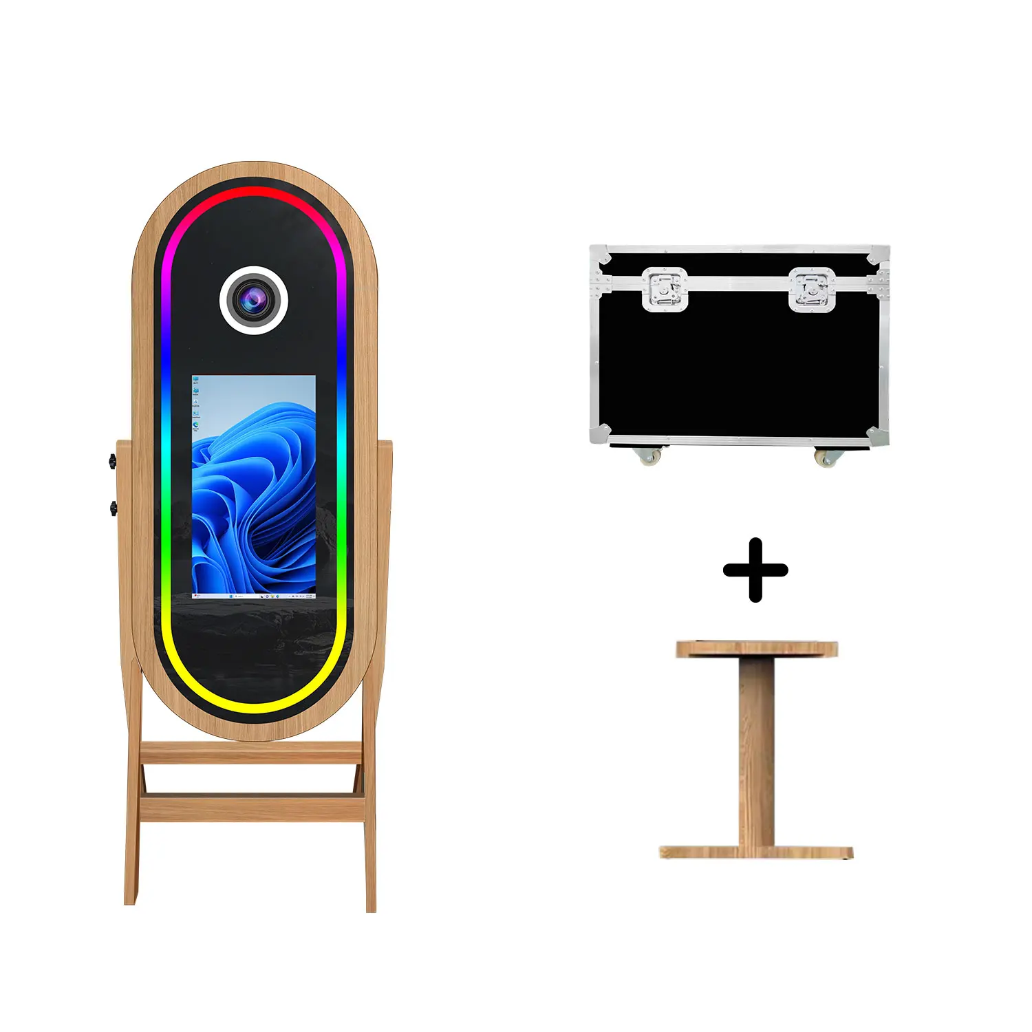 Wood Mirror Photo Booth Selfie  Machine  MagicTouch Screen Digital Camera Printer Wooden PhotoBooth