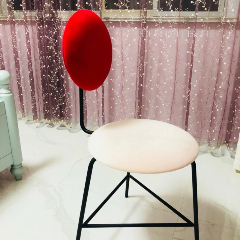 
loft metal double color velutum velvet fabric Upholstered soft cover dining makeup stool chair 