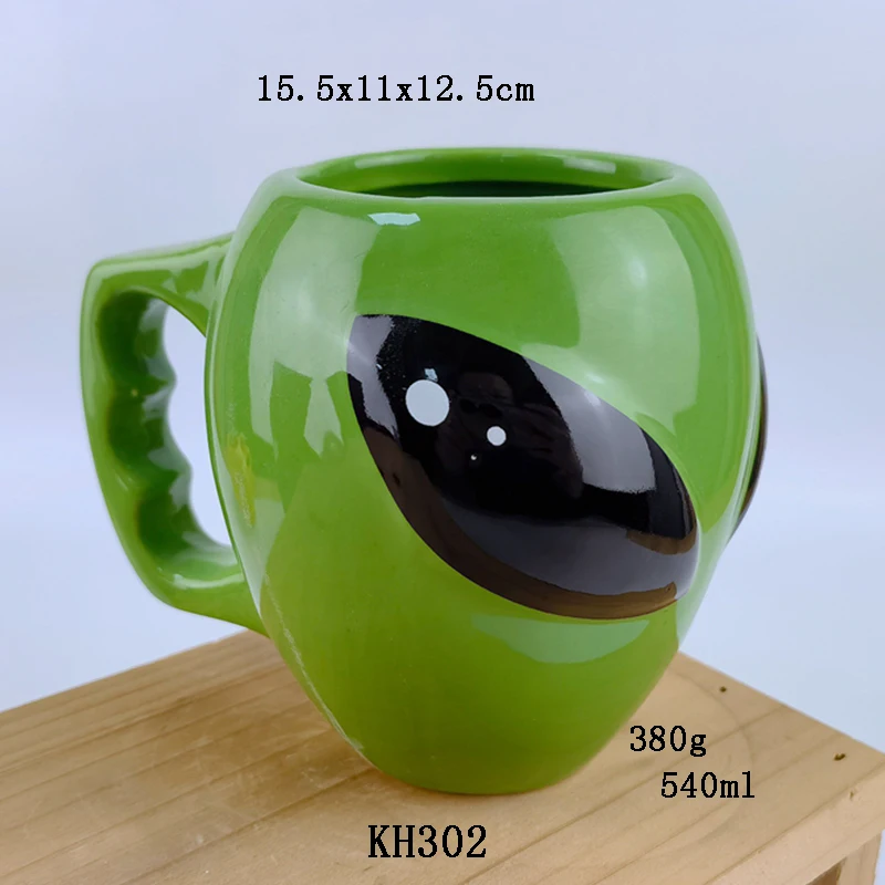 Creative Anime Alien Coffee Mug Green Ceramic Coffee Mug Cup Funny Drink Water Cup Birthday Gift for Boyfriends Lover