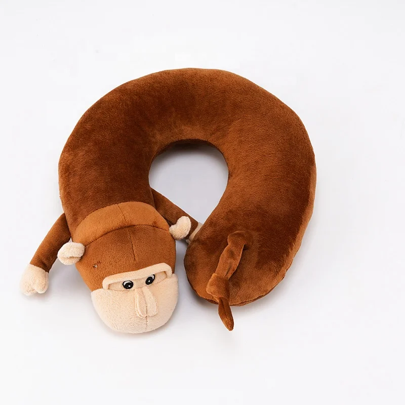 Cute Stuffed Lion Monkey U Shaped Travel Custom Cartoon Plush Soft Animal Neck Pillow