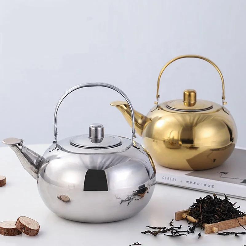 1.2L 1.5L 2L Wholesale Indian Sliver And Gold Luxury Stainless Steel Infuser Coffee Tea Pots Tea Kettles With Filter
