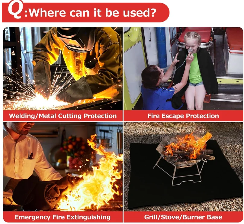 Felt Carbon Fiber Fireproof Welding Blanket Emergency Safety Fire Blankets 3mm 5mm Thickness Fire Retardant Protective Mat