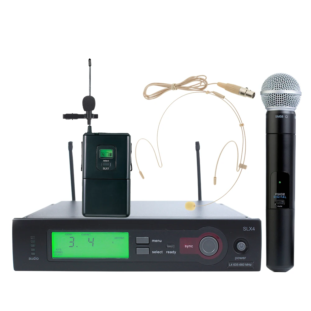 SLX4 SLX24 BETA58 Professional Wireless UHF Microphone metal Mic System with frame for Karaoke church performance