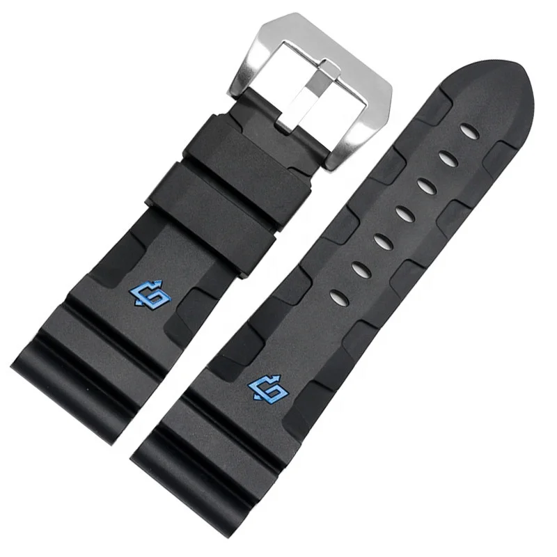 sport solid color gray navy blue army green 22mm 24mm 26mm soft rubber watch band silicone For Panerai watch strap