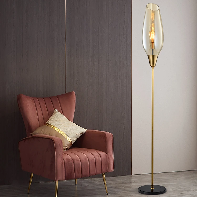 Wholesale Nordic Luxury Style Home Villa Living Room Indoor Decor 40W Glass Stand Floor Standing Light
