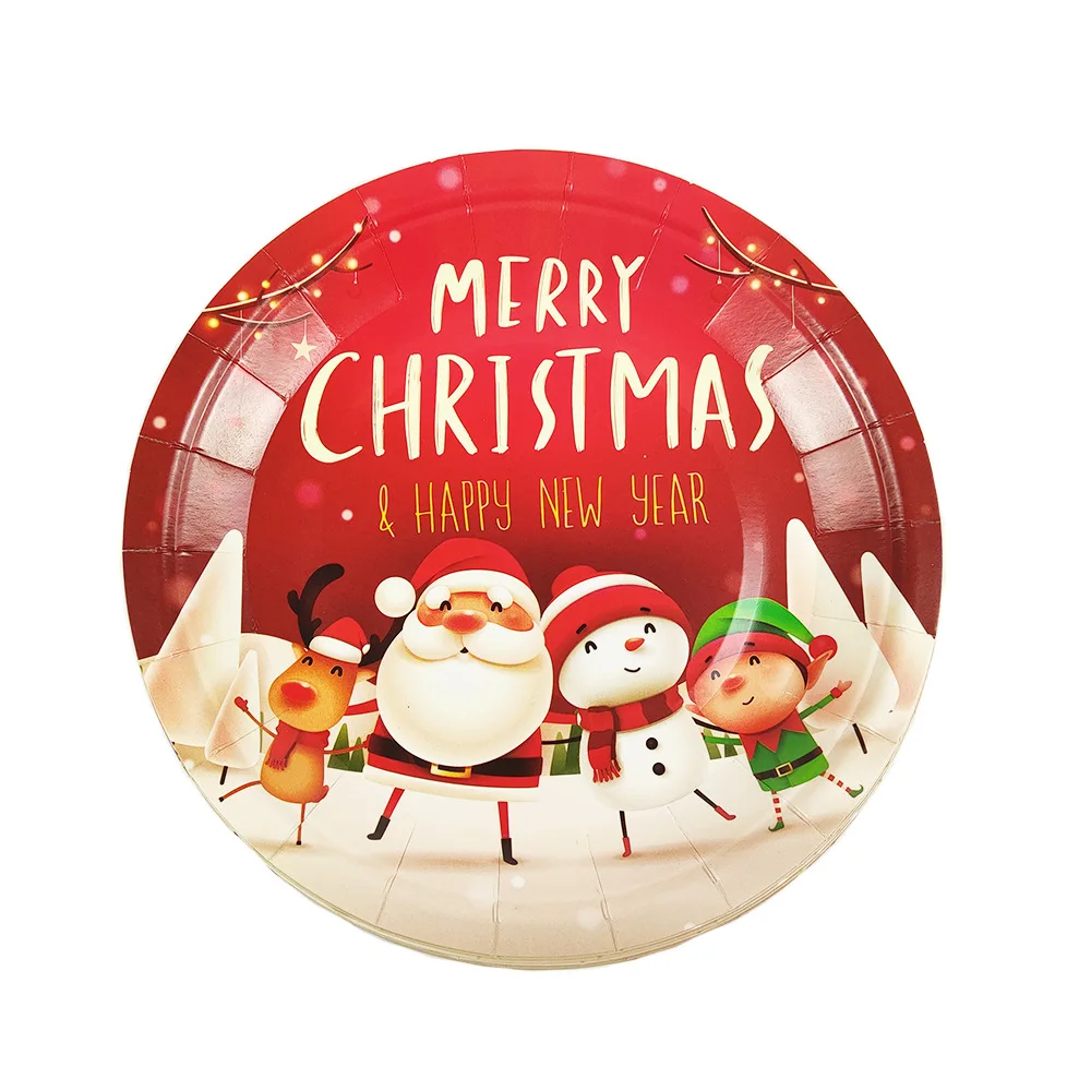2022 Christmas and New Year theme party disposable tableware pull flag decoration tableware set