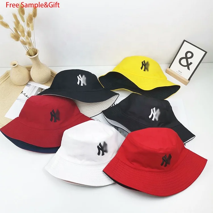 Wholesale Two Side Embroidered Cotton Twill Double Sided Wear Sunhat Women Ny Bucket Hats