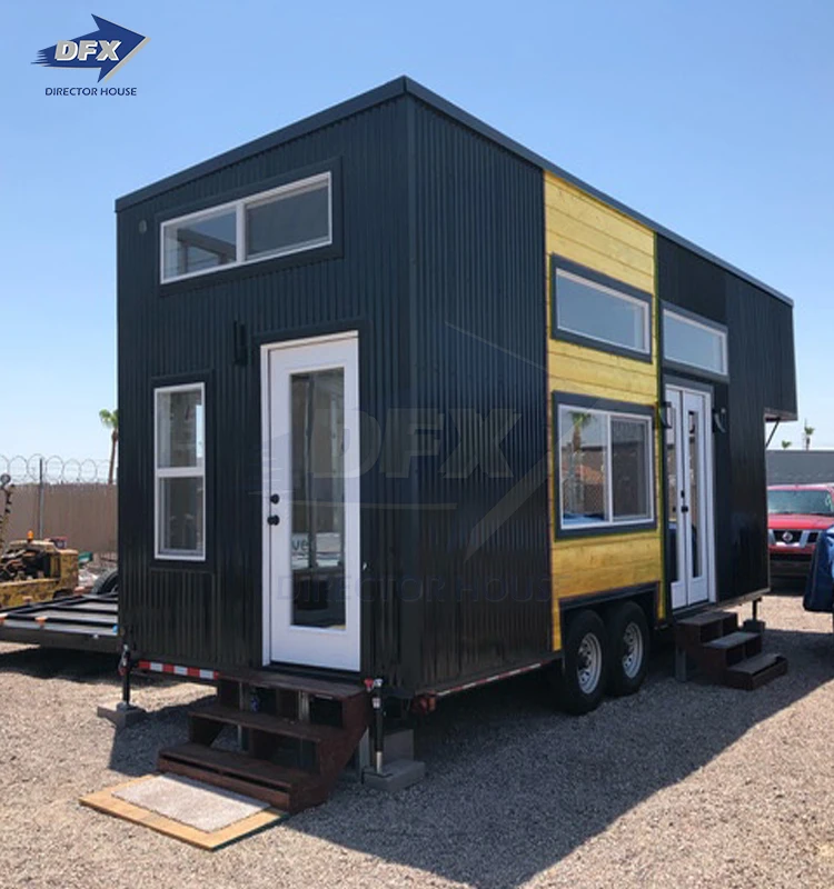 Mobile Wooden Homes Tiny 40ft House On Wheels Trailer container with bathroom tiny houses from china