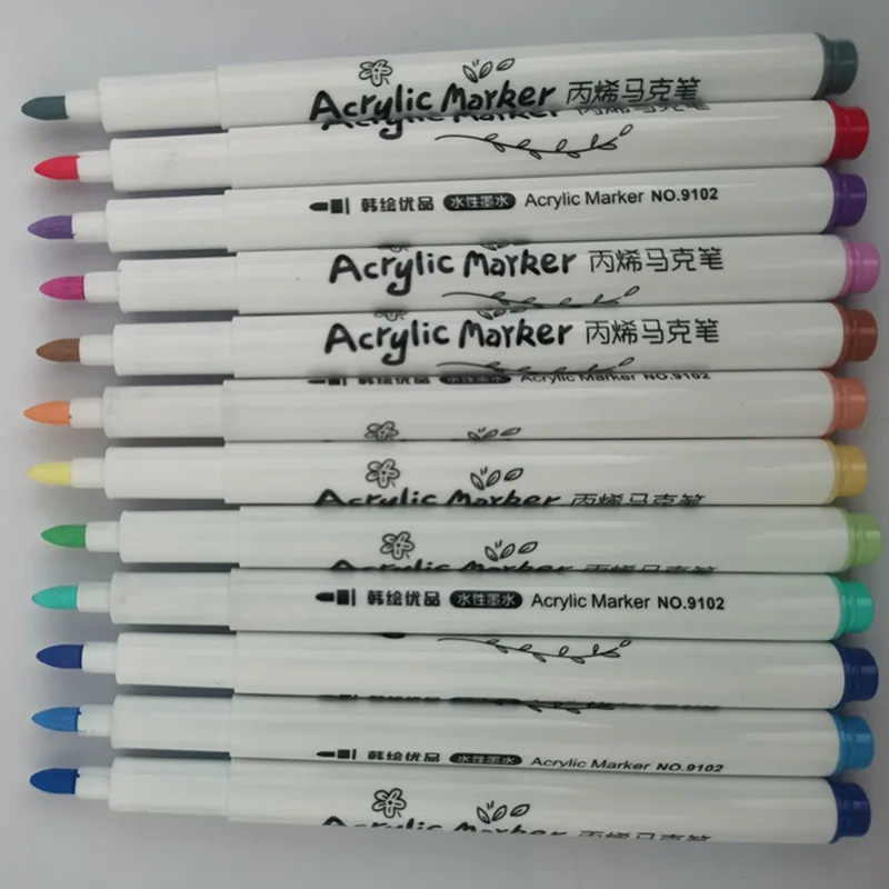 Cheap Paint Marker 12 Colors Waterbased Acrylic Paint Markers Set Rock painting Waterproof Non-toxic Art Markers Pen