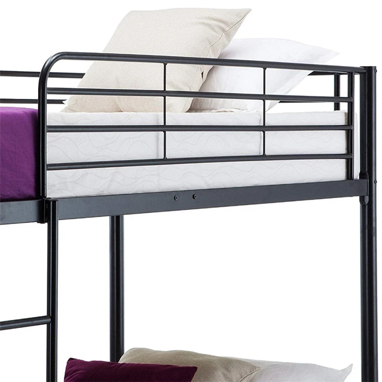 Wholesale strong detachable metal double bunk bed black single dormitory iron bed metal bed