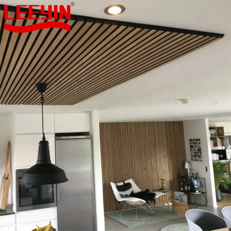 Free Sample Modern Wood Wall Panels Wood Slat Accent Walls Sustainable Akupanel Acoustic Panel Wooden