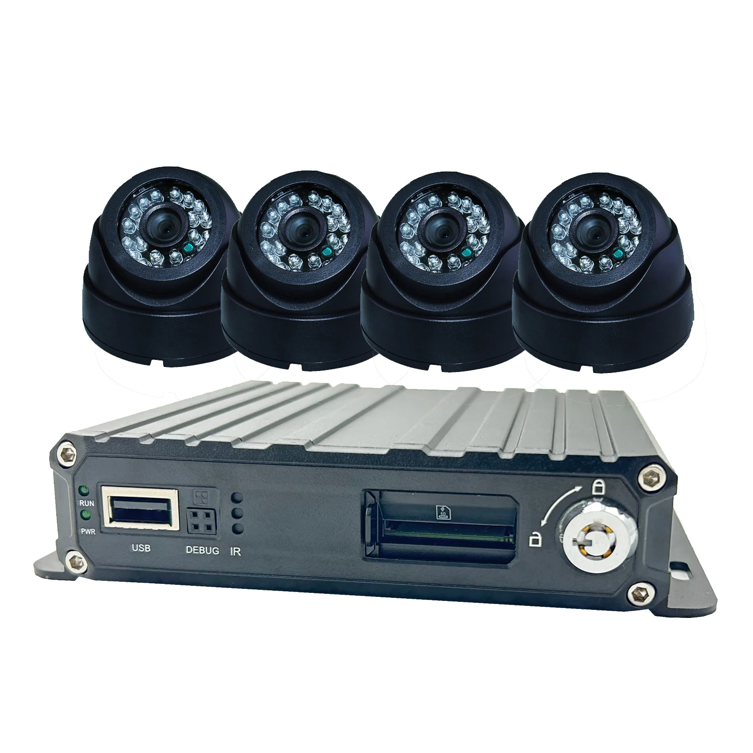 Four 1080P TN LCD/IPS Screen In-Car Video Recorders Hemispherical Dash Cams Rearview Mirror Camera Bus School Bus Monitoring