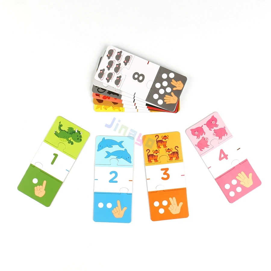 Custom Animal Educational Domino Flash Cards Jigsaw Puzzles for Kids Number Cognition Brain Training Top Quality