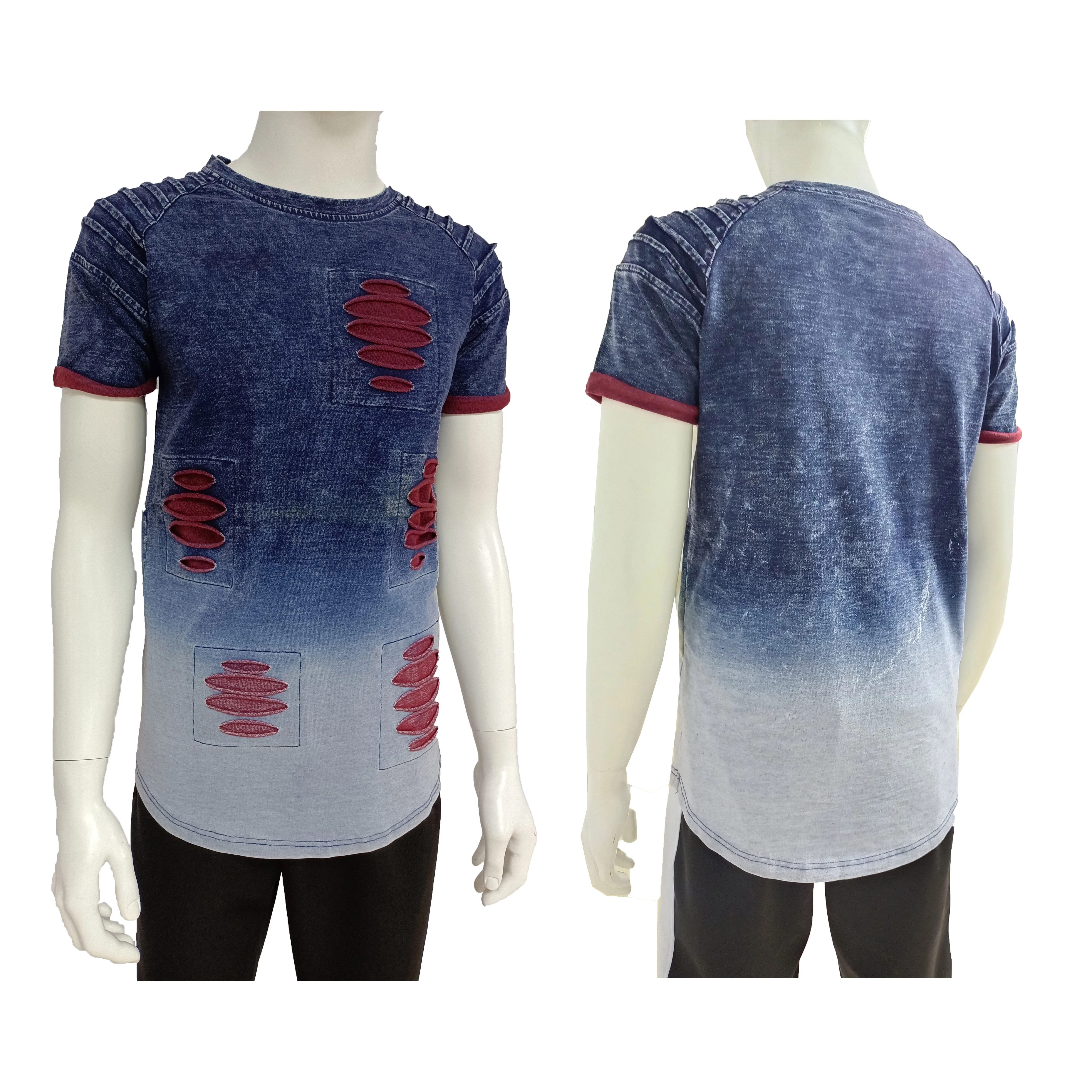 
Мужские футболки, Стильные трикотажные мужские летние футболки с коротким рукавом в стиле пэчворк, мужские футболки Zomer Heren, просвечивающие футболки в стиле джинсовой ткани с принтом 