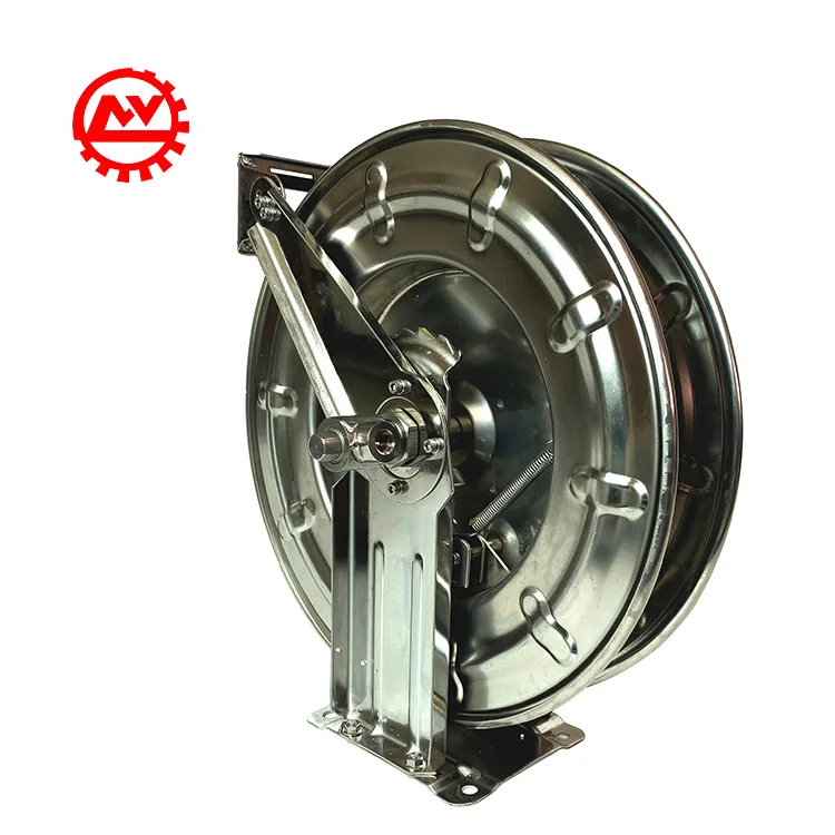 15 METERS Water Food Wall Mount Garden Irrigation Spring Retractable Stainless Steel Automatic Rewind High Pressure Hose Reel