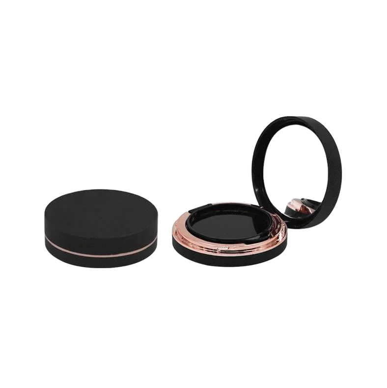 Luxury rotating empty cushion foundation packaging plastic round compact powder case with screw cap