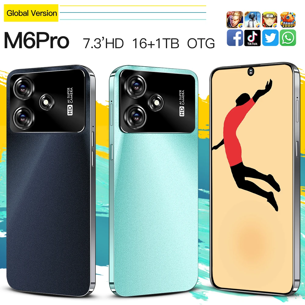 Customized Brand M6 Pro 16 512GB 5G Android 11 Smartphone Fashion Mobile Phone OEM Wholesale 5G Android Smartphone for Fashion E