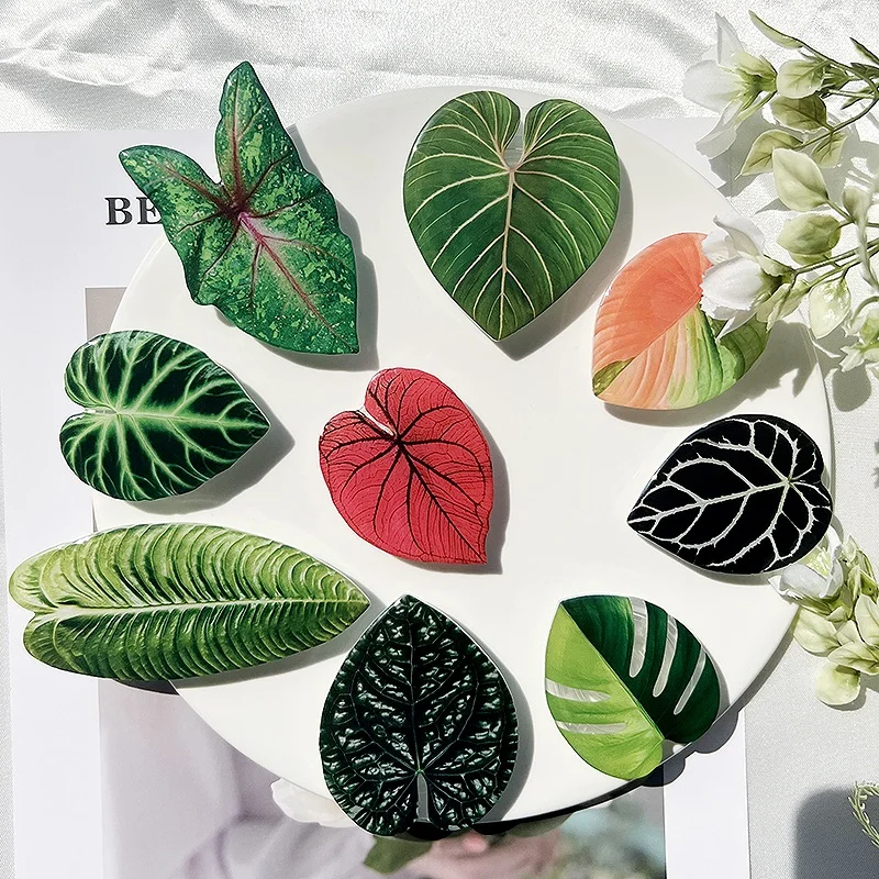 Popular Acrylic Phone Socket Griptok Foldable Eject Mobile Phone Holder Stand Customized Phone Grip With Plant Leaf Design