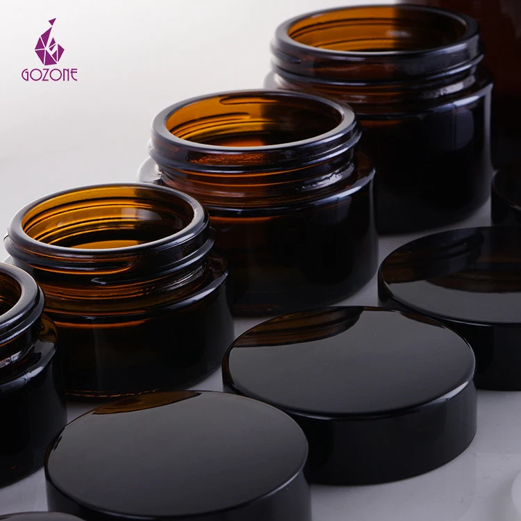 Luxury 15Ml 30G 50G 100G Empty Glass Face Lotion Containers Matte Frosted Amber Black Glass Cream Jar With Screw Lids