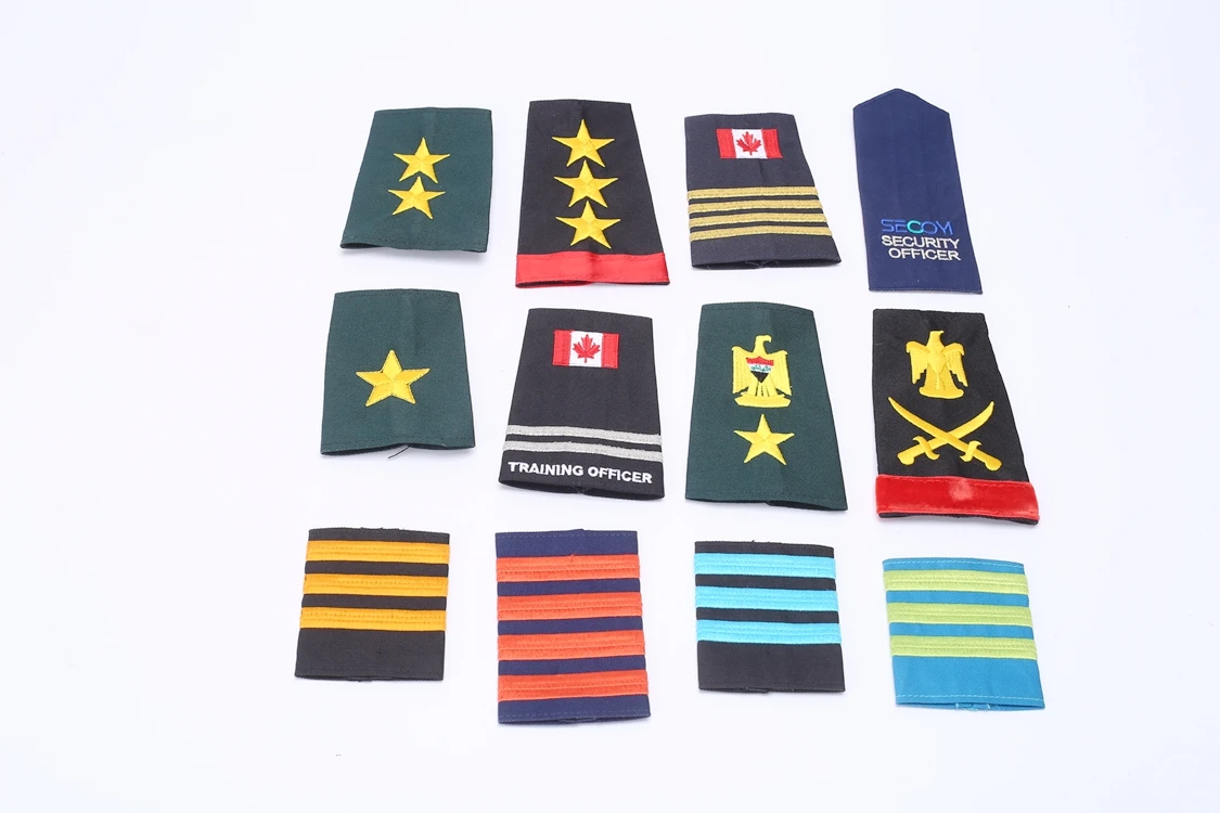 Custom Logo Design Plain Shoulder Epaulets Embroidery Patch Uniform Accessories Epaulettes Shoulder Board Woven Fabric Epaulet