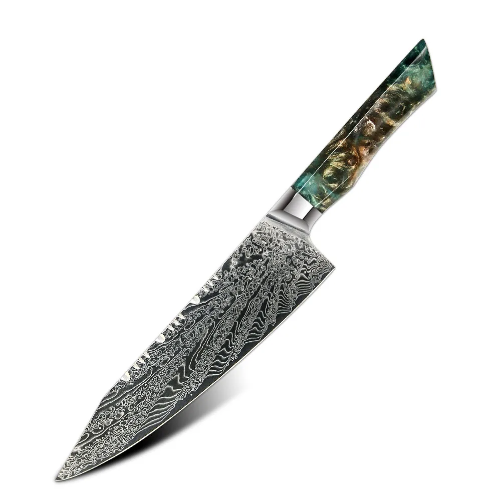 New Arrival Resin handle 8 inch Narcissus Pattern Damascus Kitchen Chef knife