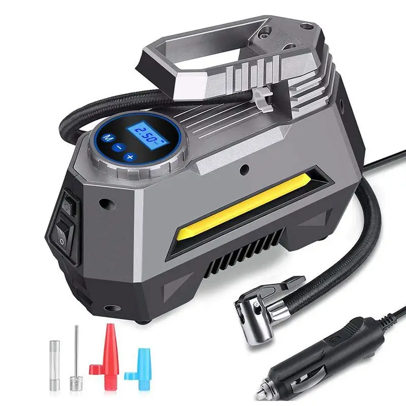 DC12V Car Air Pump Electrical Portable Tire Inflatable Pump Mini Auto Compressor for Car Motorcycle Tyre Digital with LED Light