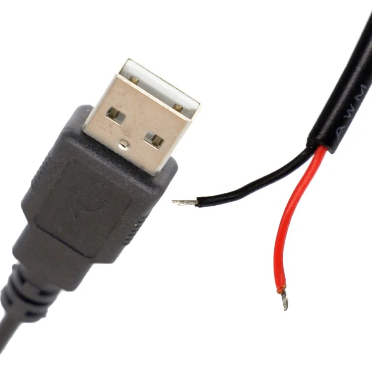 Customized USB 2.0 A Male to Open Stripped Tinned Soldering Bare Wire End Pigtail Cable