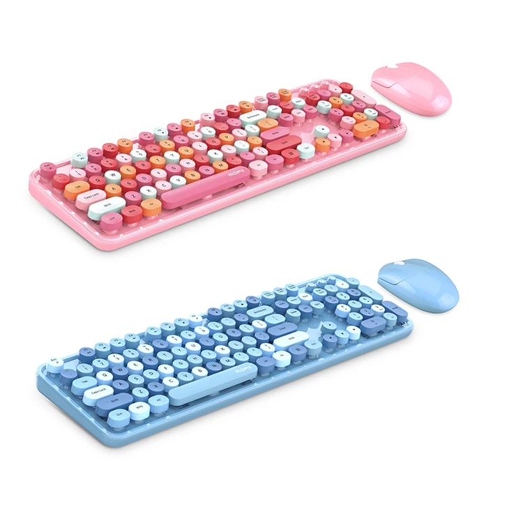 Best Seller Keyboard Usb Wireless Mixed Color Round Keycover Plastic Colored Wireless Keyboard