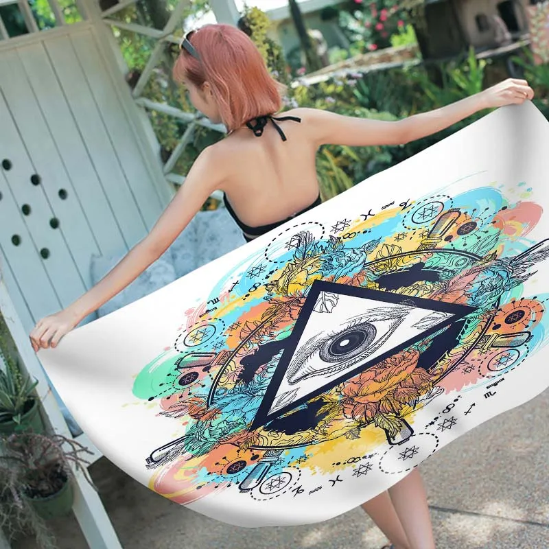 Пляжное полотенце Eye of Провиденс без песка, большие полотенца, одеяло для путешествий, для бассейна, быстросохнущее супервпитывающее полотенце, пляжное полотенце