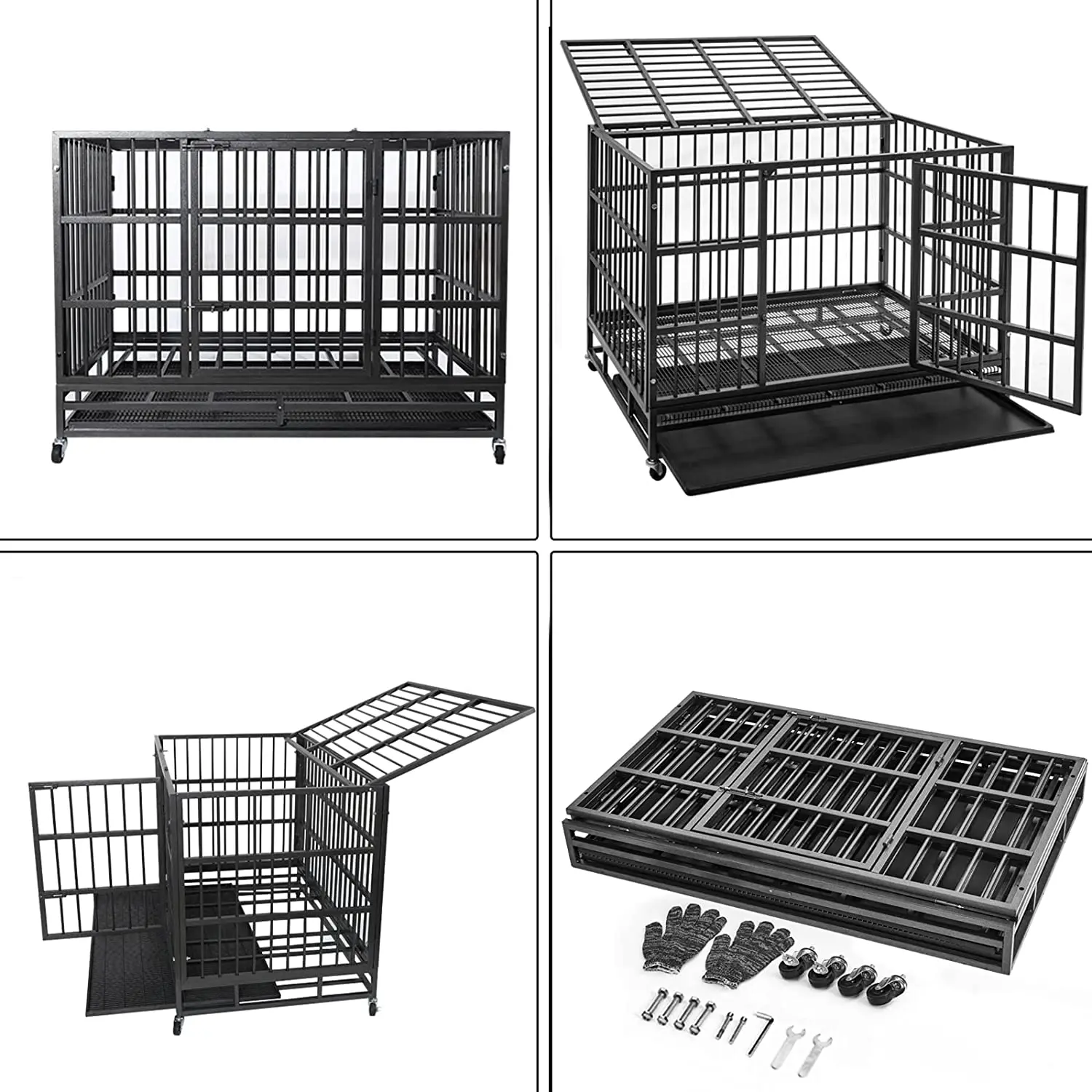 Heavy Duty Large Dogs Cage High Strength Steel  Easy to Install Dog Crate Pet Dog Kennel