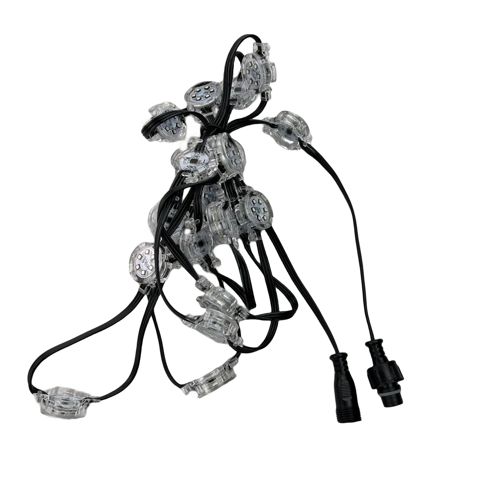 20 Pixels/String 30mm 24V WS2811 LED Addressable RGB Pixel Module IP68 Flat Clear Cover Black Wire 1.44W/Pixel,10cm/15cm/20cm