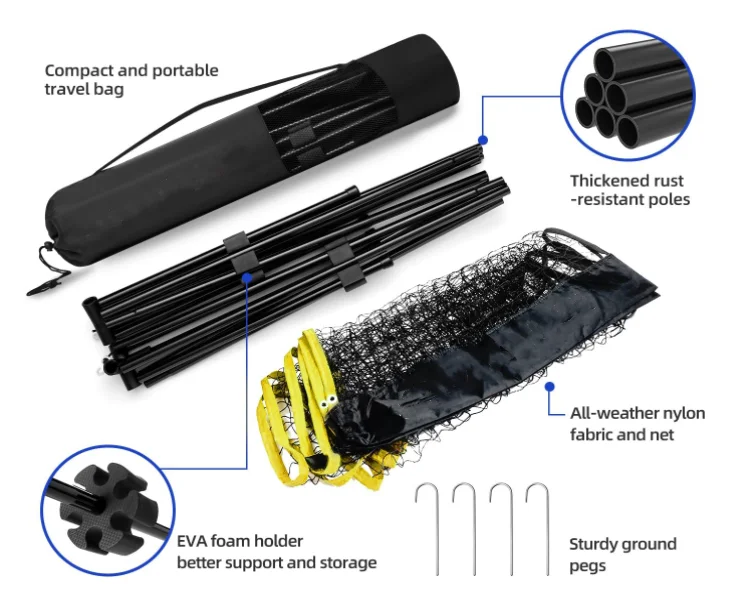 Badminton Net Foldable Nylon Net 10 ft/14ft Adjustable Stand and Portable Carry Bag