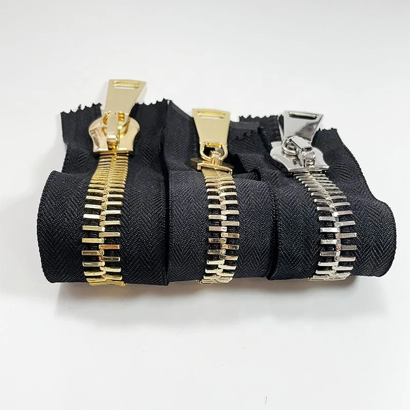 Zipper factory large zippers 30 metal swiss european style silver gold teeth close end heavy duty metal zipper for bags garment