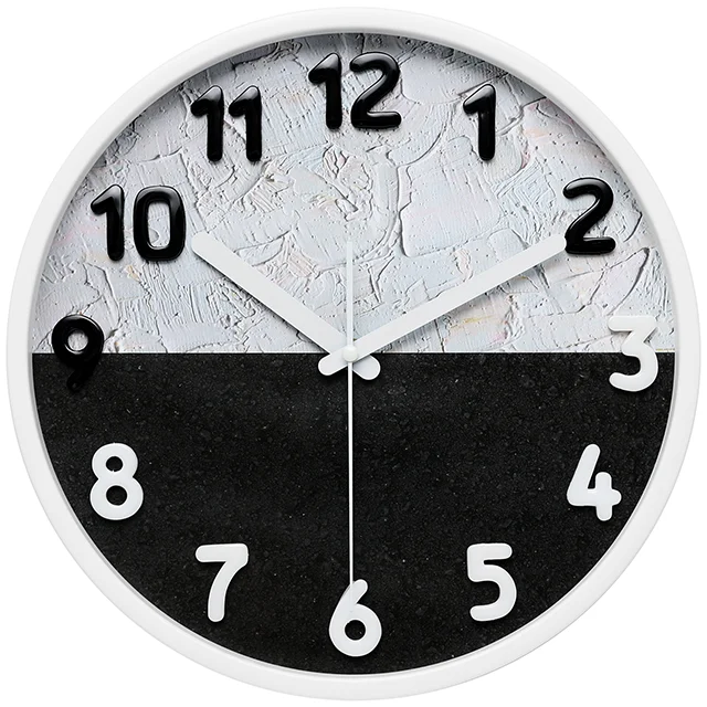 Cheap Modern Plastic  Round Wall Clock Silent Non-Ticking for Living Room Bedroom  Reloj