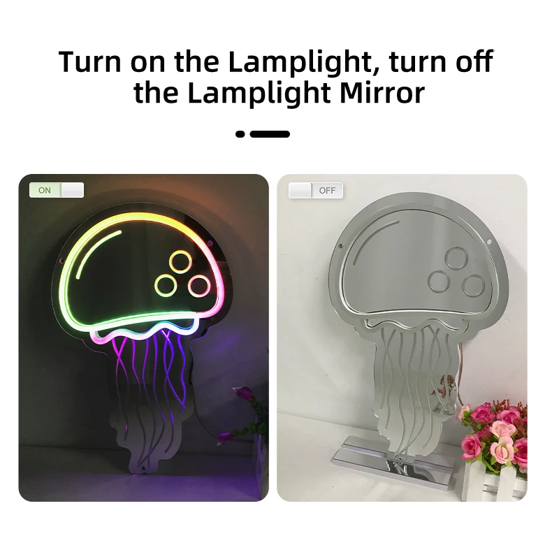 Divatla Custom Personalized Love Dreamcolor Neon Mirror With Led Light For Wedding Bedroom Decor Neon Light Mirror