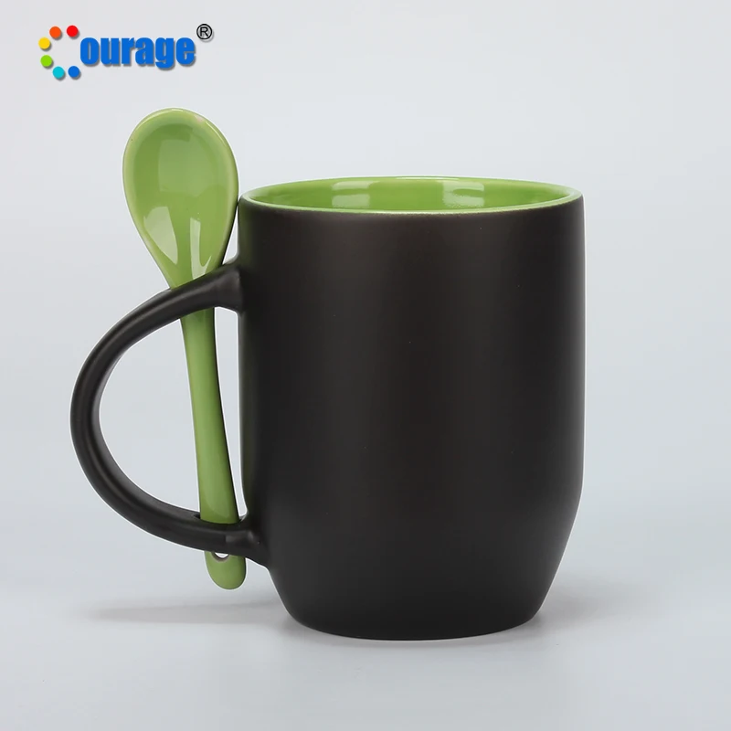 Magic Inner Color Mug Sublimation Color Change Ceramic Mugs with Spoon