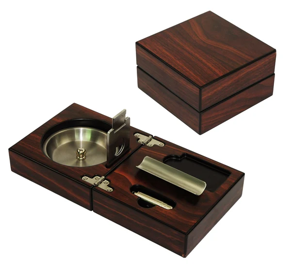 Amazon Hot Seller Wholesale Foldable Cigar Ashtray Wood With Cigar Cutter And Cigar Punch
