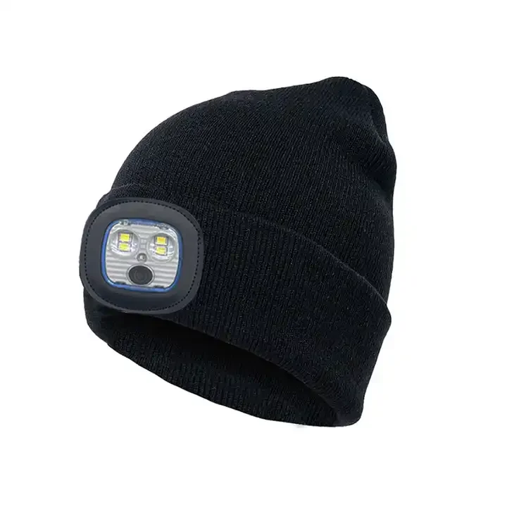 Bluetooth Beanie with LED Headlight Wireless Music Hat with Stereo Speakers 24 Hours Music Play Time Unisex For Outside Running