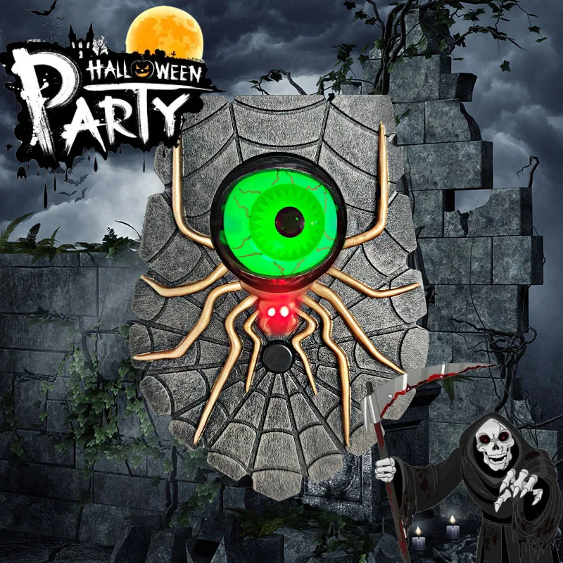 Ghost Eyeball Halloween Decor Doorbell with Spooky Sounds Trick Treat Event Ring Haunted House Party Prop Toys
