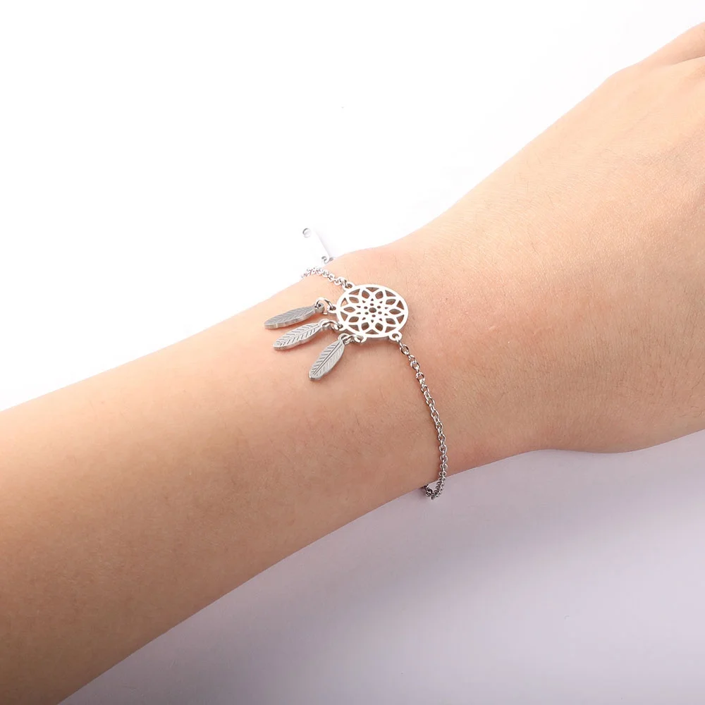 AAAAA Quality 100% Stainless Steel Dream Catcher Charm Bracelet for Women Female High Polish Charms Bracelets Fabulous Bracelet