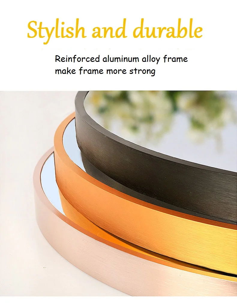Luxury aluminum round mirror photo picture frame for decoration