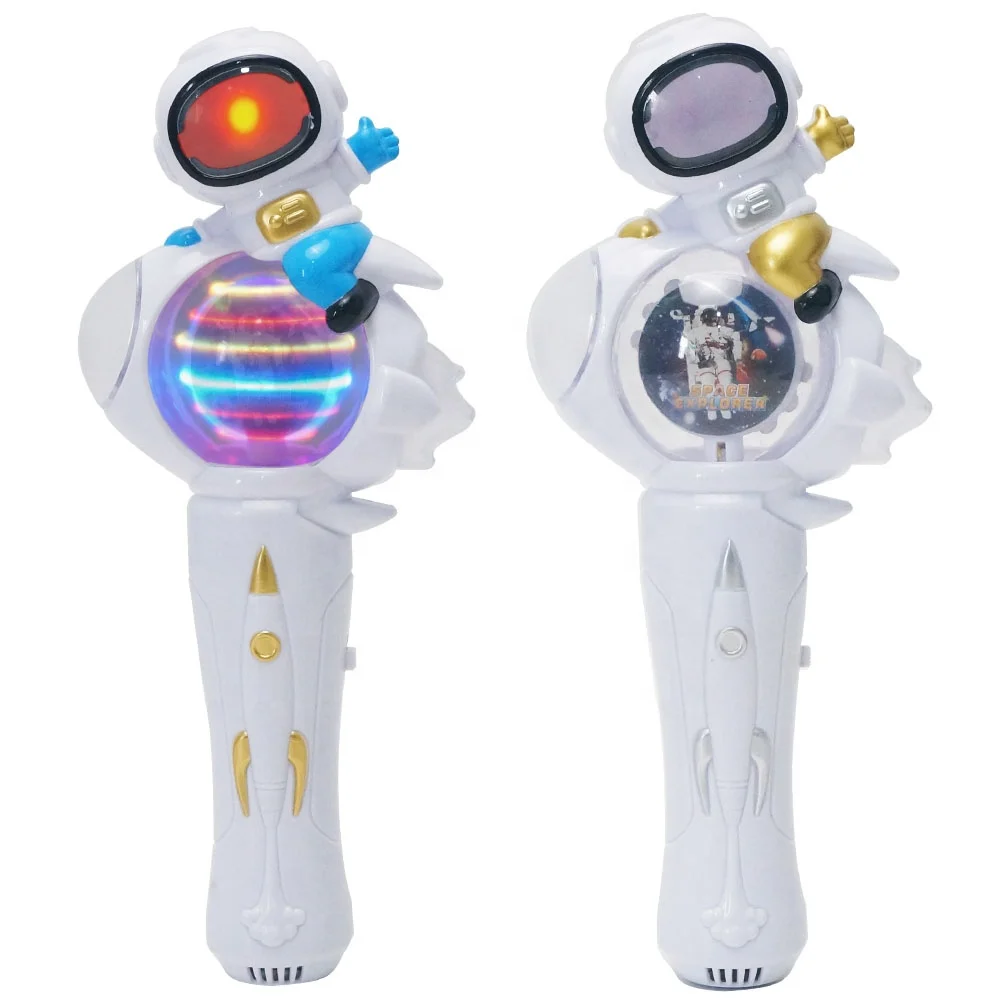 Led astronaut Light And Music Rotating Stick Flashing Light Up Spinning ball Wands Toy