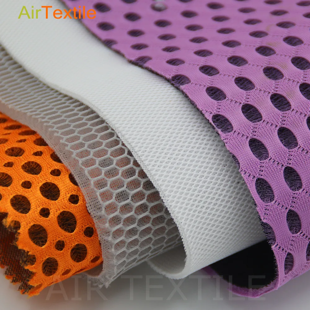 2.5 mm Breathable black polyester 3d cool air mesh fabric with holes