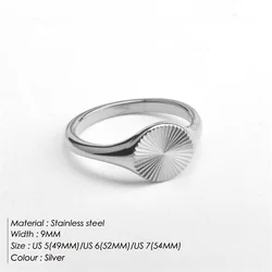 High Quality Wave Rings For Women Minimalist Dainty Rays Texture Circle Ring Stainless Steel Signet Chunky Dome Ring