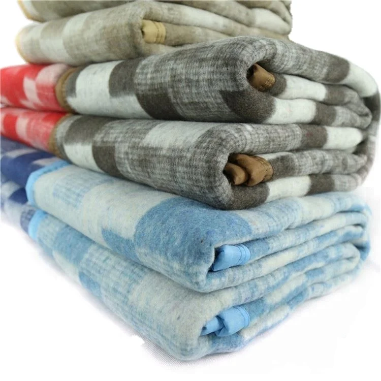 Wholesale cheap soft thick wool blanket recycled material blankets
