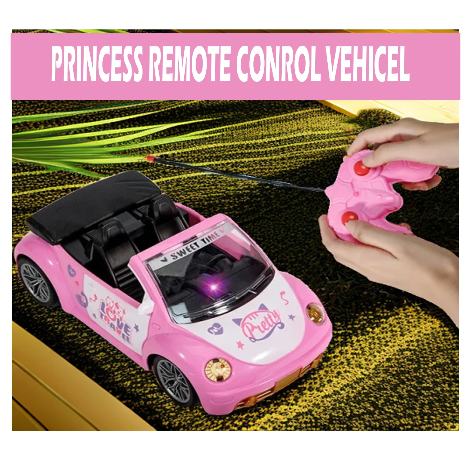 KK New High Quality Rc Pink Car Toy,4 Channels Remote Control Princess Car With Lighting & Doll,Hot Sale Princess Rc Car For Kid
