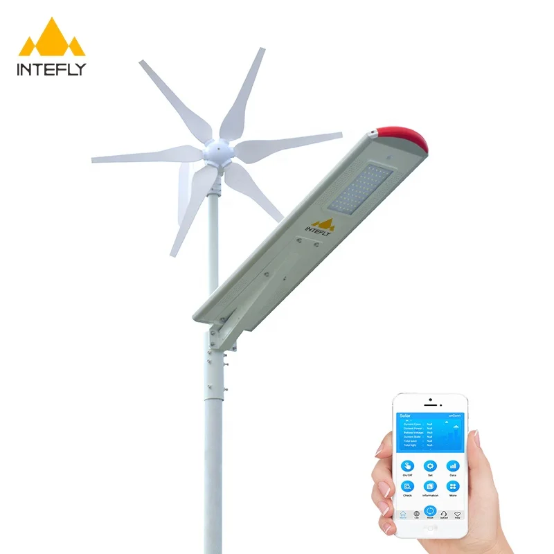 High Brightness Wind Hybrid Solar LED Street Light INTEFLY Factory Supply 12V/300W Wind Turbine Solar Hybrid LED Street light