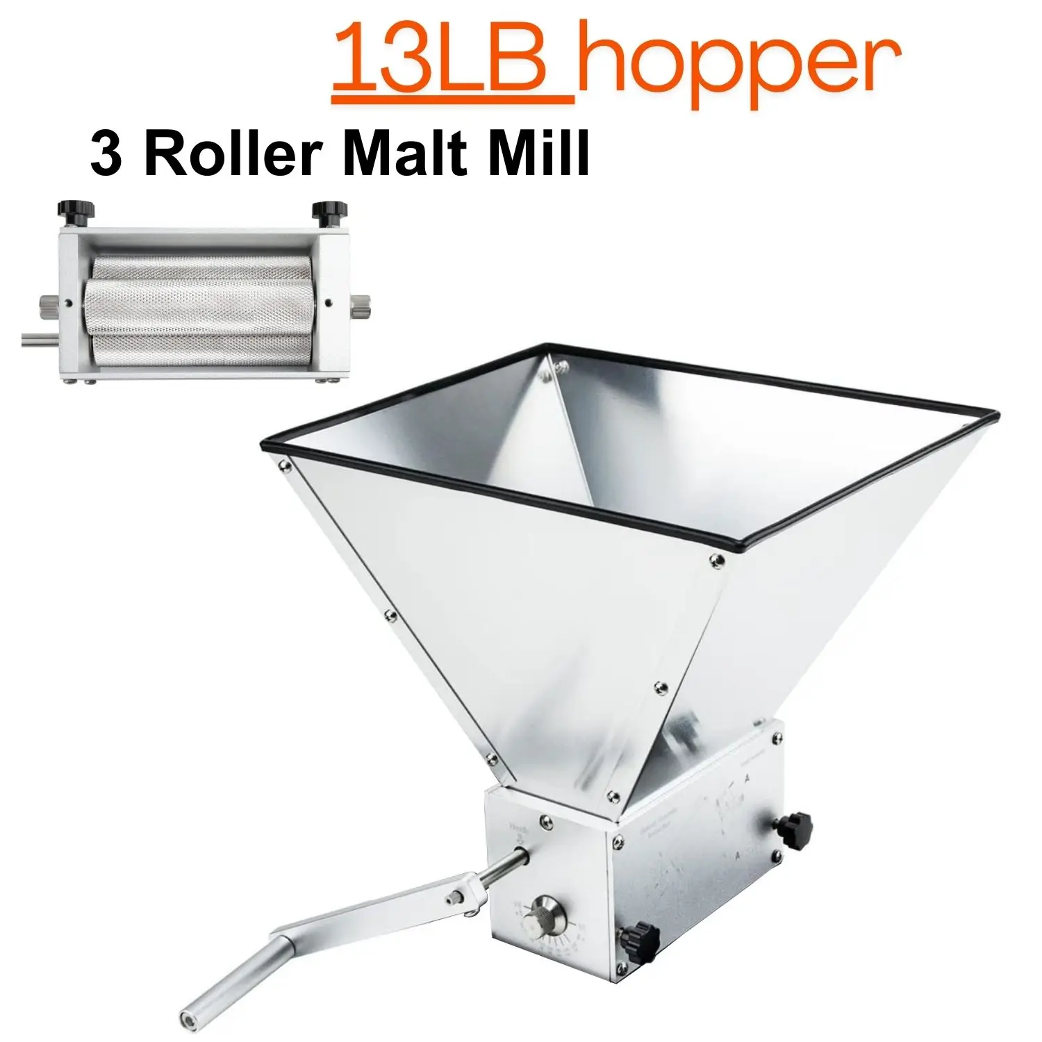 3-роликовая солодовая мельница из нержавеющей стали с металлическим основанием мощная 2-роликовая дробилка для зерна ячменя домашнего пивоварения
