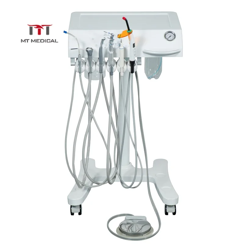 MT Medical New Arrival Mobile Dental Unit Portable Dental Cart With 3-way Syringe Saliva Ejector LED Curing Light