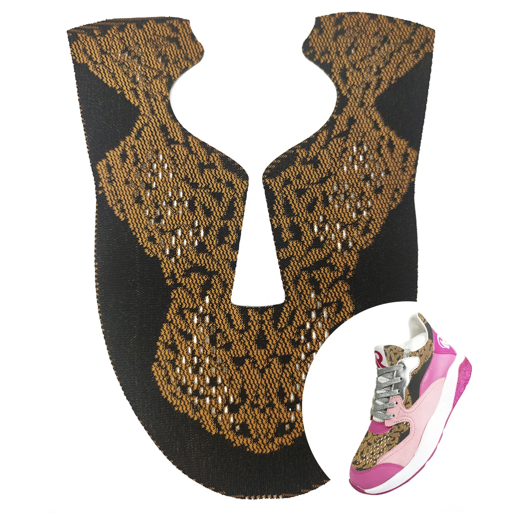 Double sided jacquard weave Fashionable Design  Textile Cloth Material Four Dimension Elastic Shoes Upper Vamp polyester custom